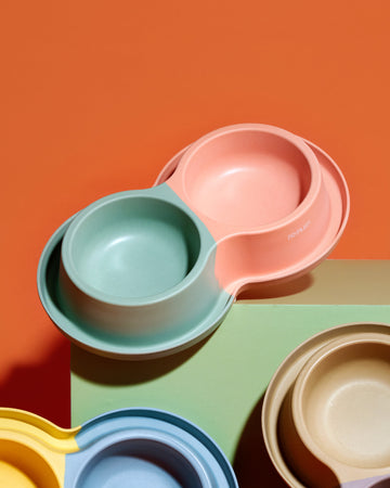 Two tone Double Bamboo Bowl Orange Mint